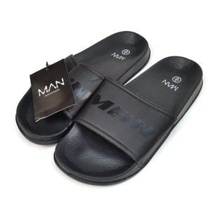 Boohoo MAN Active MAN Sports Fashion Sliders Men's Size 9 Black OWL-BK6953-1